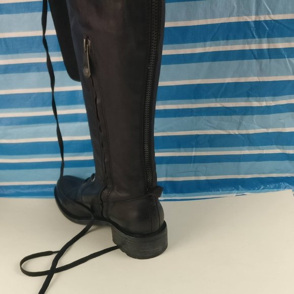 GENUINE LEATHER COUNTRY VICTORIAN OTK TALL ZIP/LACE UP GOTH BOOT 7US/5UK - Picture 5 of 16